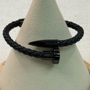 New Black Braided Cord Nail Screw Bracelet